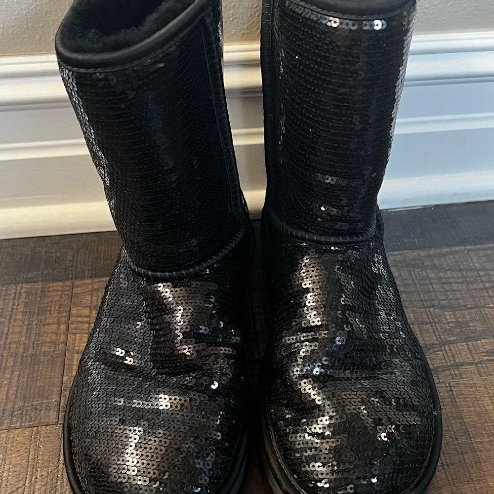 UGG Classic Black Sequins Boots, Size 7